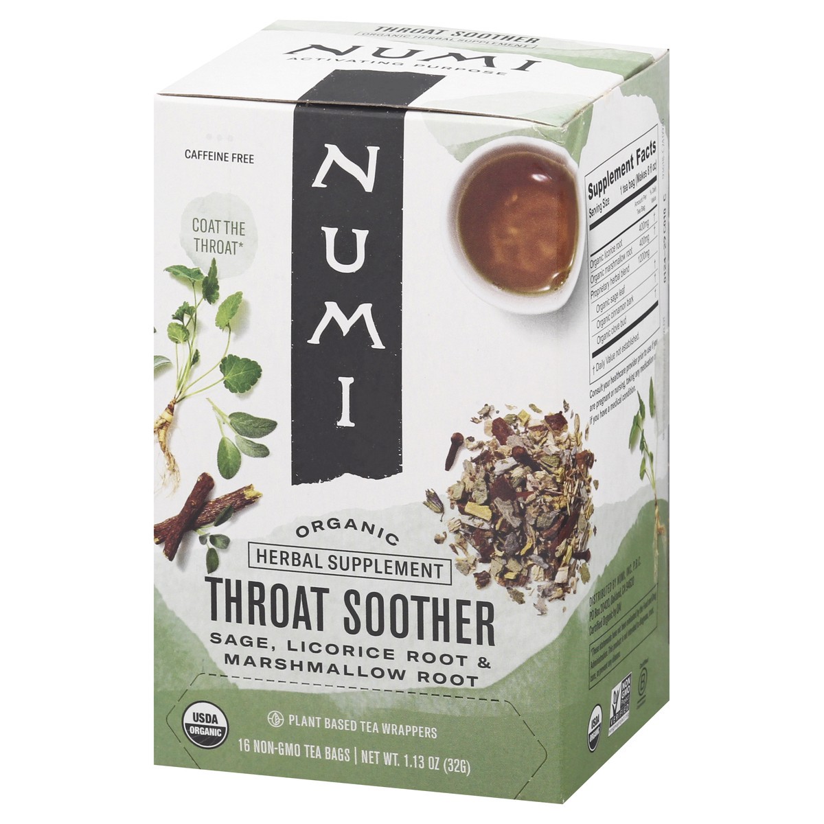 slide 3 of 9, Numi Bags Organic Throat Soother Herbal Tea 16 ea, 16 ct