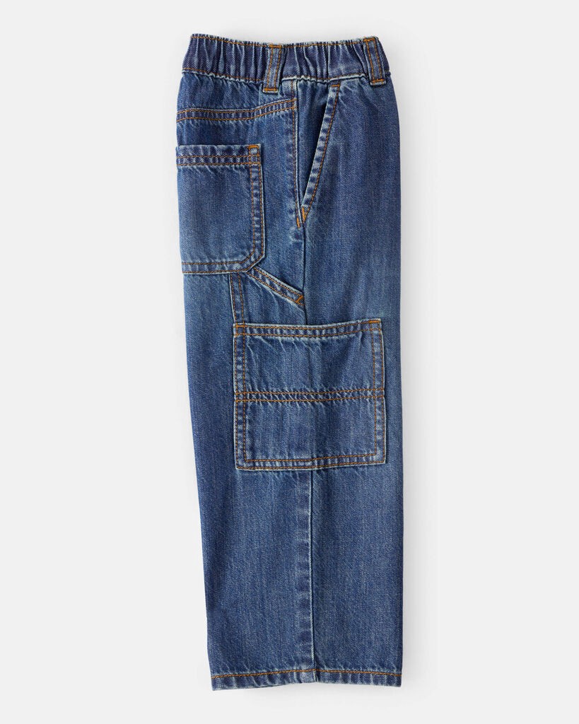 slide 4 of 5, Oshkosh Toddler Boy Wide-Leg Carpenter Denim Jeans - Medium Wash Blue 5T, 1 ct