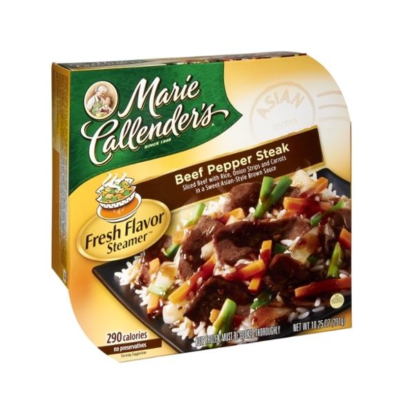 slide 1 of 1, Marie Callender's Beef Pepper Steak Fresh Flavor Steamer Frozen Dinner, 10.25 oz