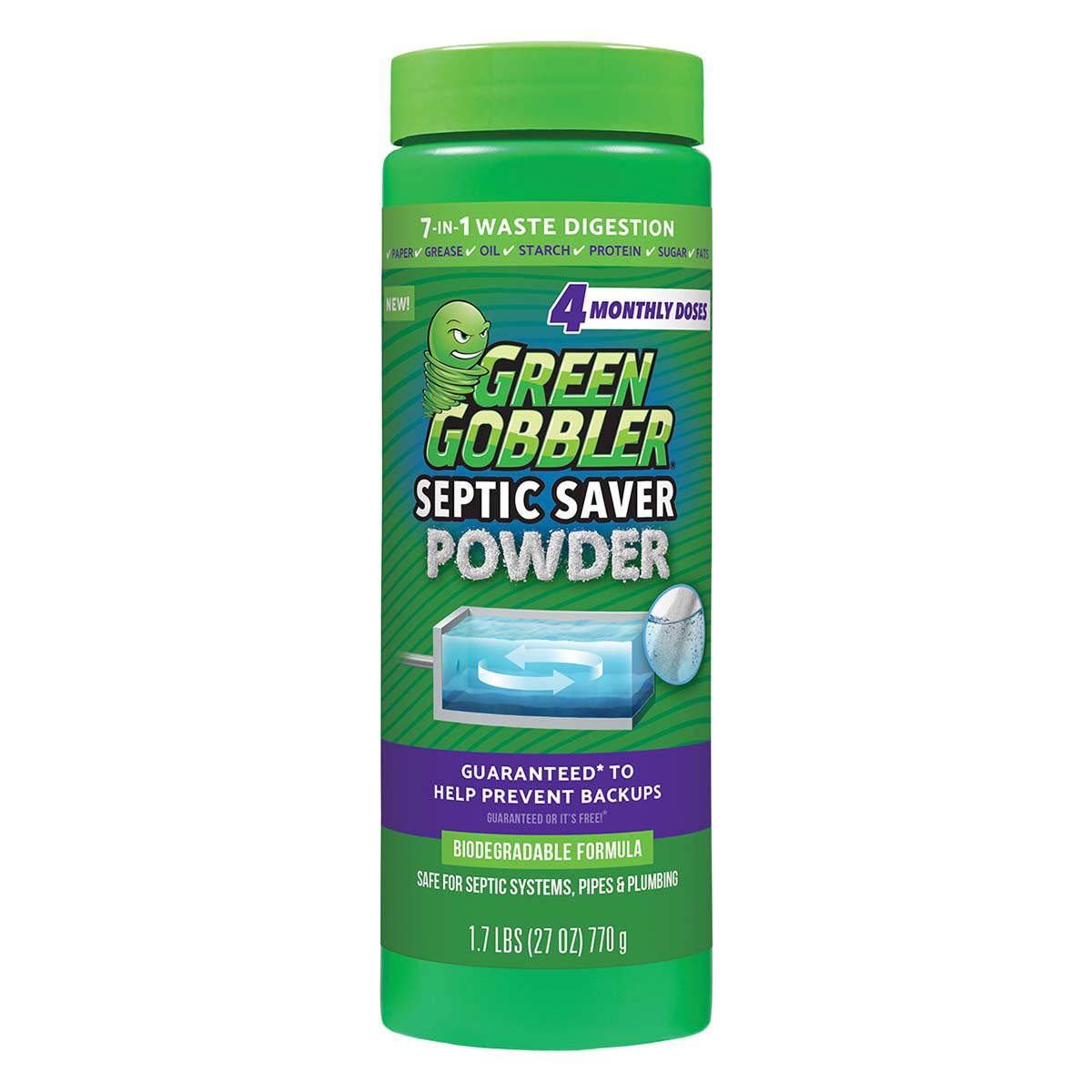 slide 1 of 1, Green Gobbler Septic Saver Powder, 27 oz