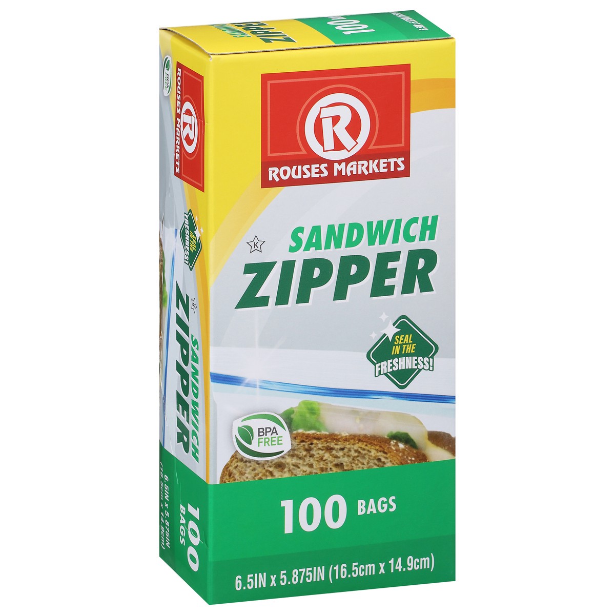 slide 9 of 9, Rouses Markets Sandwich Zipper Bags 100 ea, 100 ct