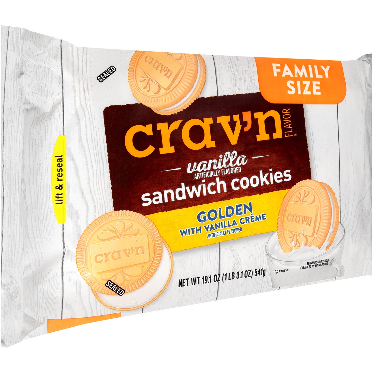 slide 3 of 14, Crav'n Flavor Golden With Vanilla Creme Vanilla Sandwich Cookies - 19.1 oz, 19.1 oz