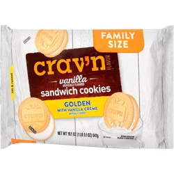 Crav'n Flavor Golden With Vanilla Creme Vanilla Sandwich Cookies - 19.1 oz