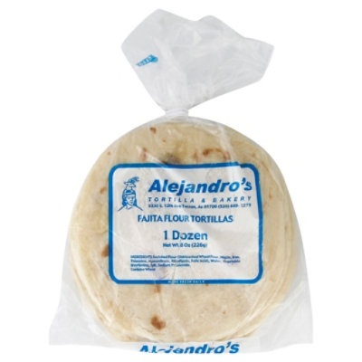 slide 1 of 1, Alejandro's Flour Tortillas, 8 oz