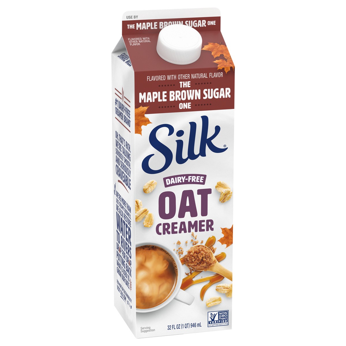 slide 4 of 9, Silk Maple Brown Sugar Dairy-Free Oat Milk Coffee Creamer - 1qt, 32 fl oz