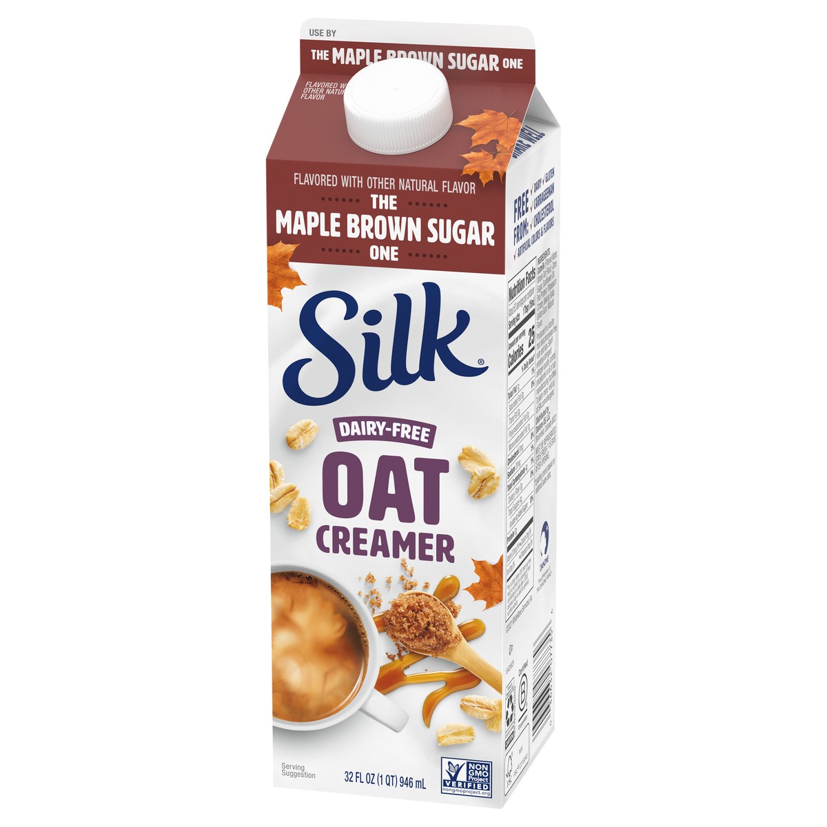 slide 3 of 9, Silk Maple Brown Sugar Dairy-Free Oat Milk Coffee Creamer - 1qt, 32 fl oz