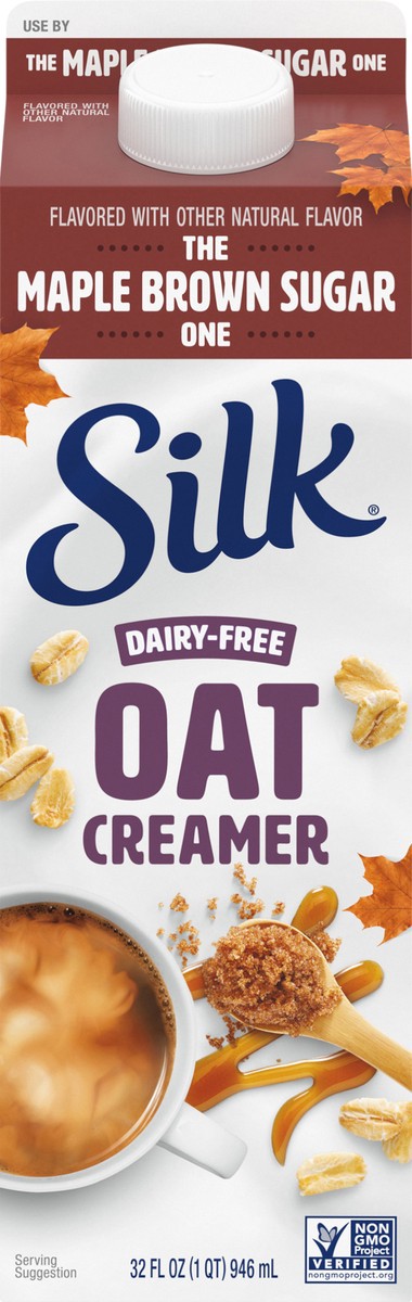 slide 2 of 9, Silk Maple Brown Sugar Dairy-Free Oat Milk Coffee Creamer - 1qt, 32 fl oz