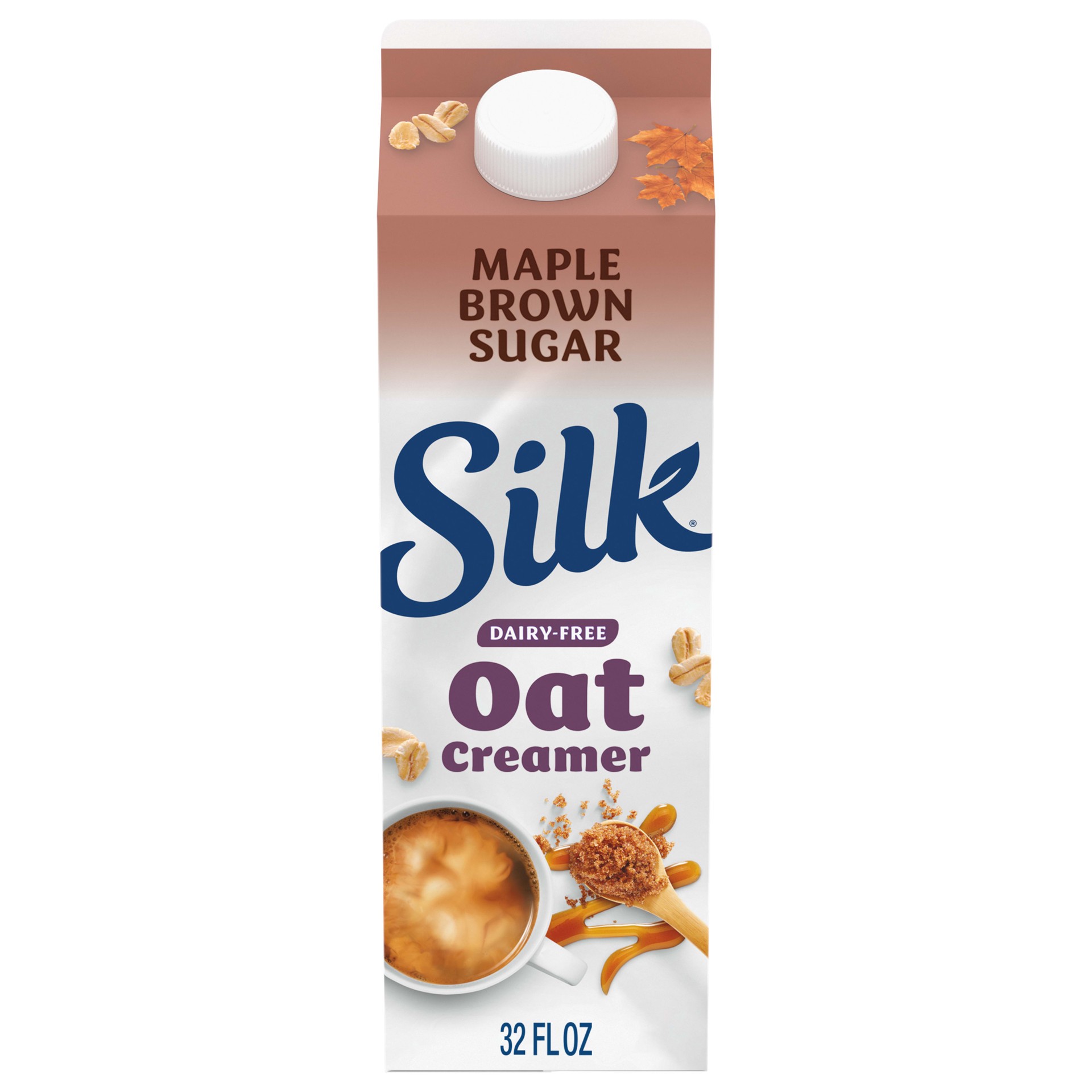 slide 1 of 9, Silk Maple Brown Sugar Dairy-Free Oat Milk Coffee Creamer - 1qt, 32 fl oz