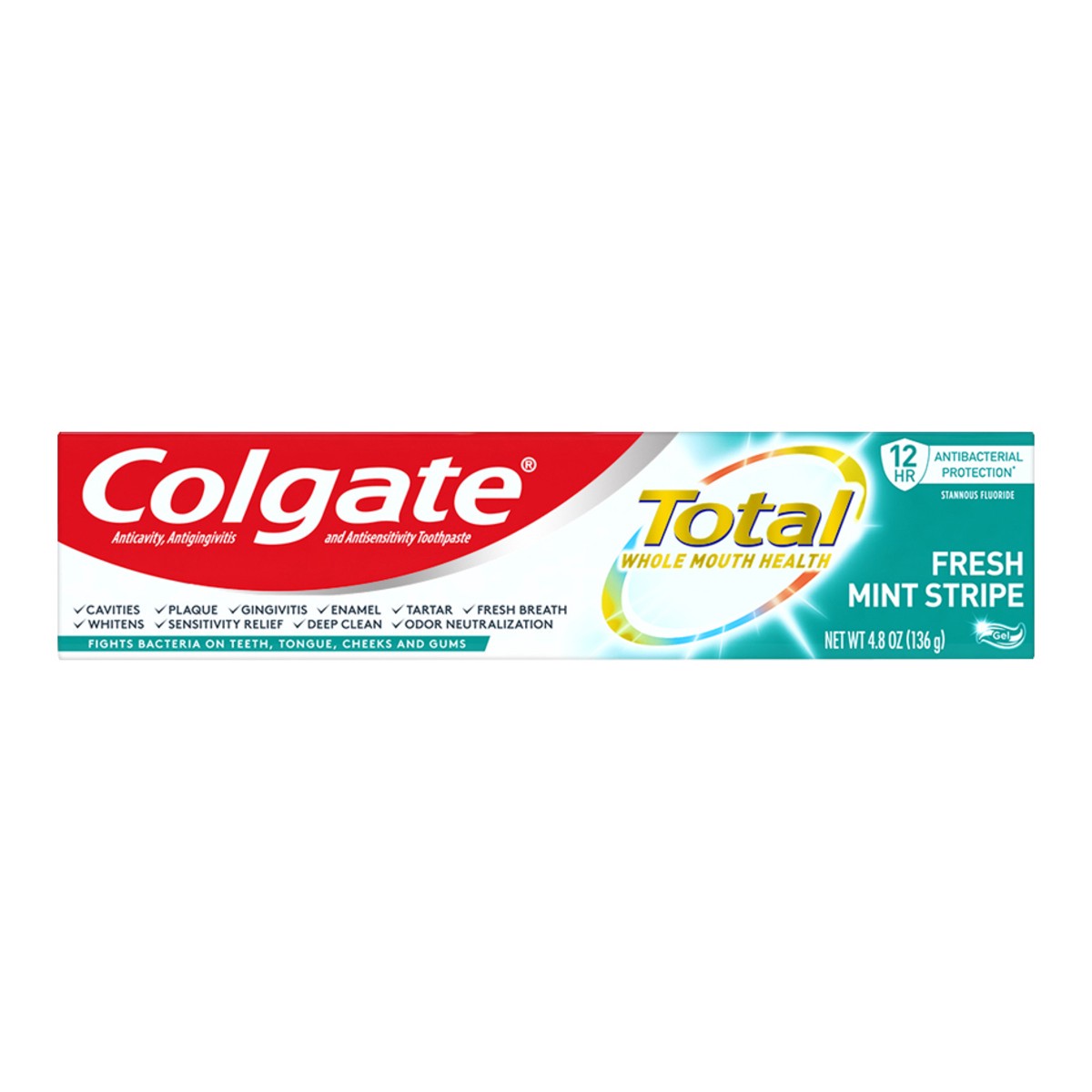 slide 1 of 6, Colgate Total Fresh Mint Stripe Gel Toothpaste, 4.8 oz