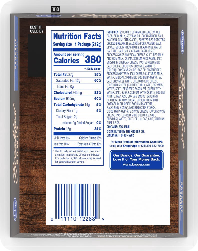 slide 2 of 3, Kroger Sausage Scramble Breakfast Bowl, 7.5 oz