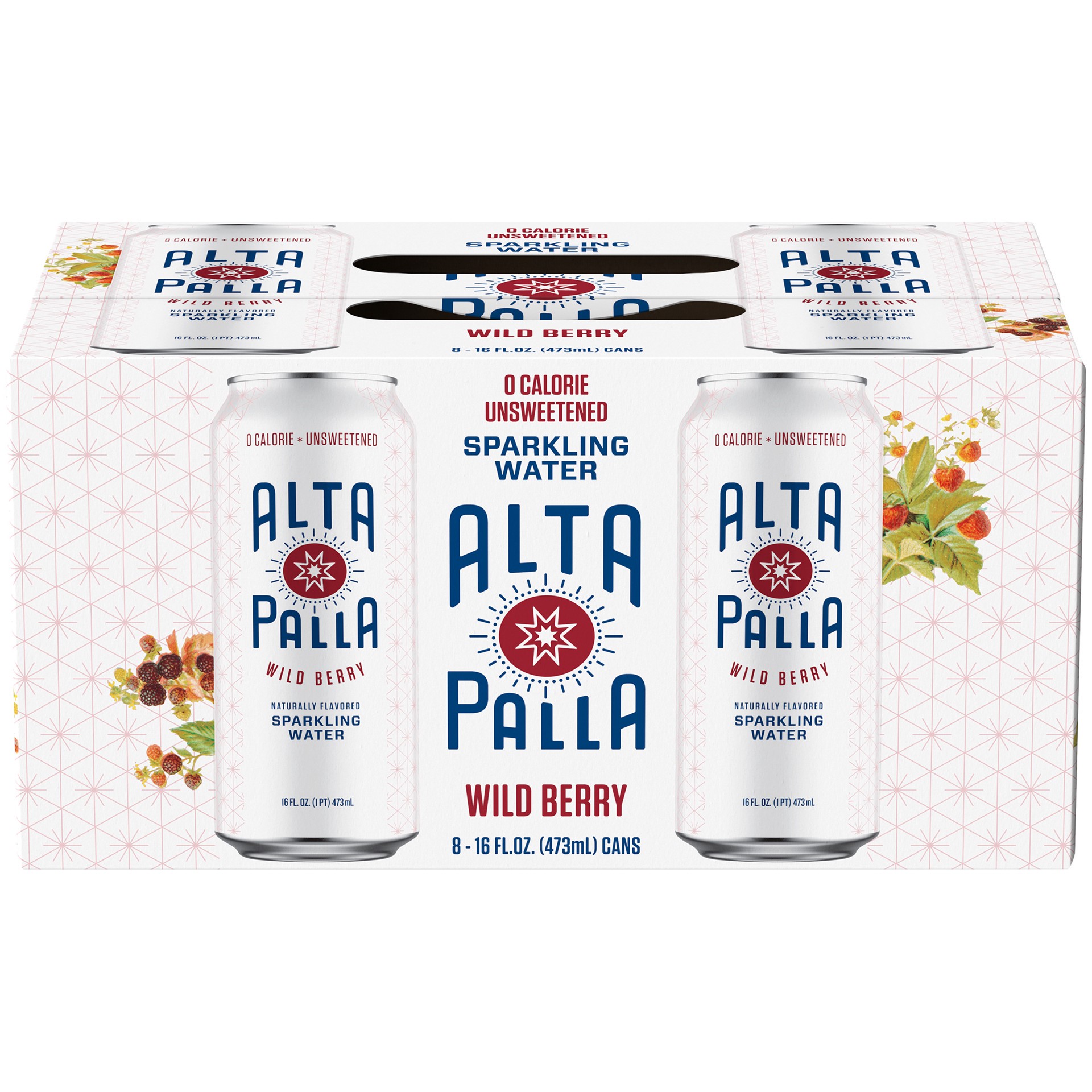 slide 2 of 4, Alta Palla Naturally Flavored Zero Calorie Zero Sugar Sparkling Water, Wild Berry- 8 ct, 8 ct