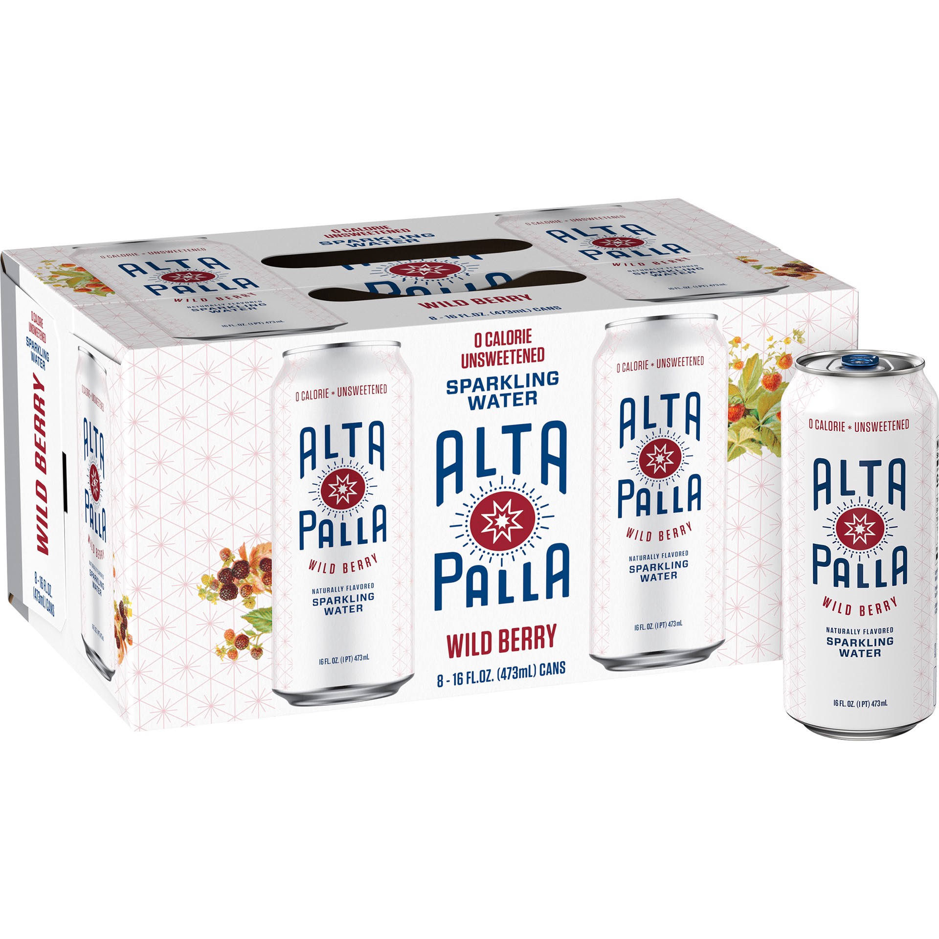 slide 4 of 4, Alta Palla Naturally Flavored Zero Calorie Zero Sugar Sparkling Water, Wild Berry- 8 ct, 8 ct