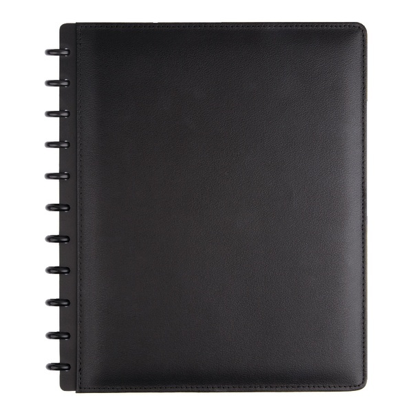 slide 1 of 6, TUL Discbound Notebook, Letter Size, Leather Cover, Narrow Ruled, 120 Pages (60 Sheets), Black, 60 ct