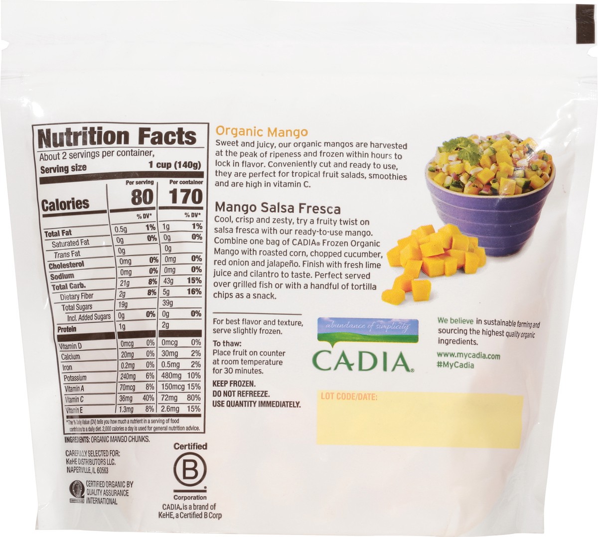 slide 2 of 9, Cadia Fruit Mango Og, 10 oz