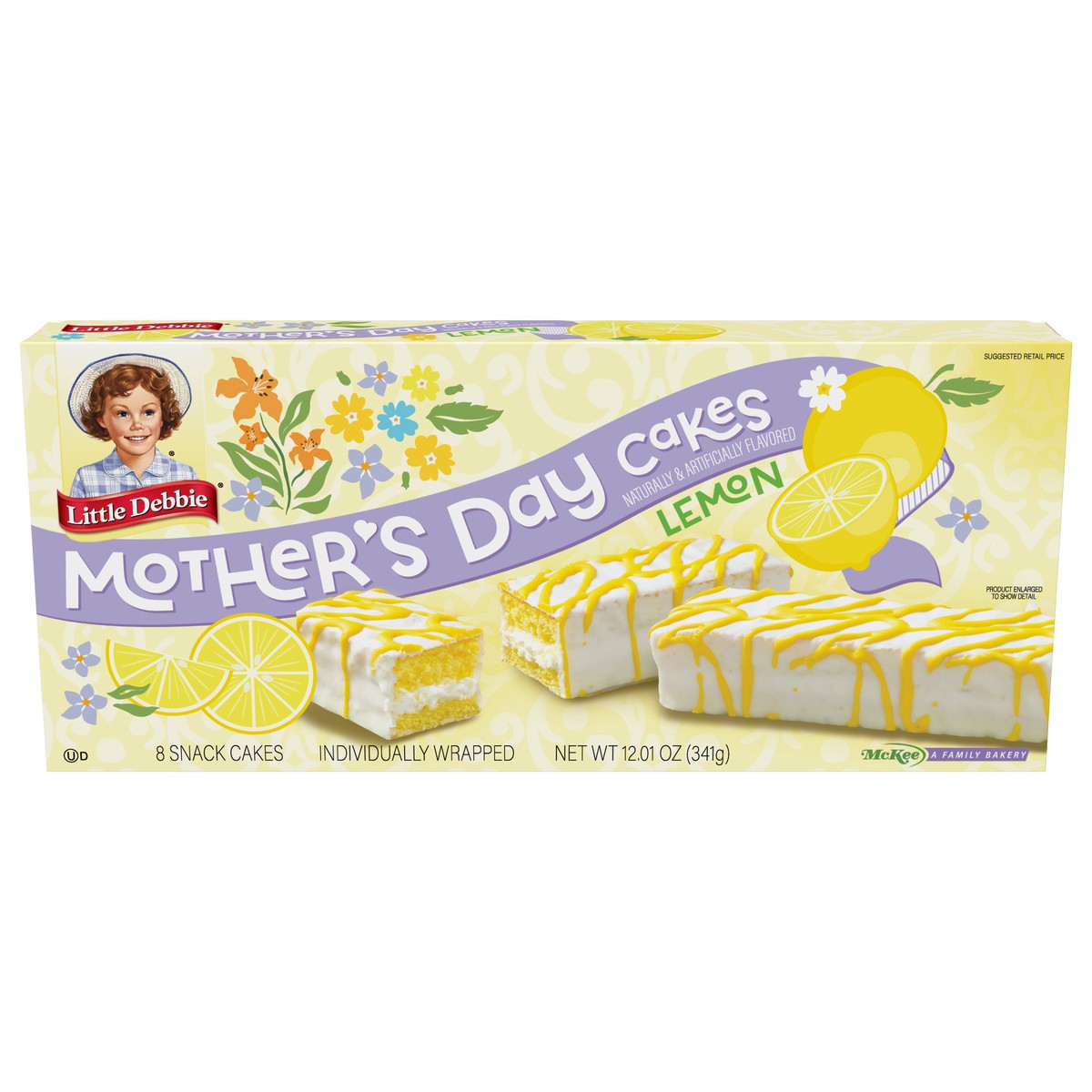 slide 1 of 8, Little Debbie Snack Cakes, Little Debbie Family Pack Mother's Day Cakes (lemon), 12.01 oz