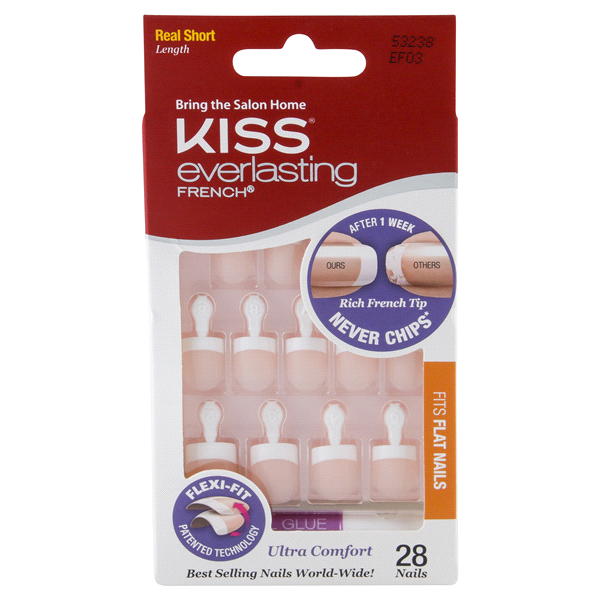 slide 1 of 5, Kiss Everlasting  French Pink Nails, 28 ct