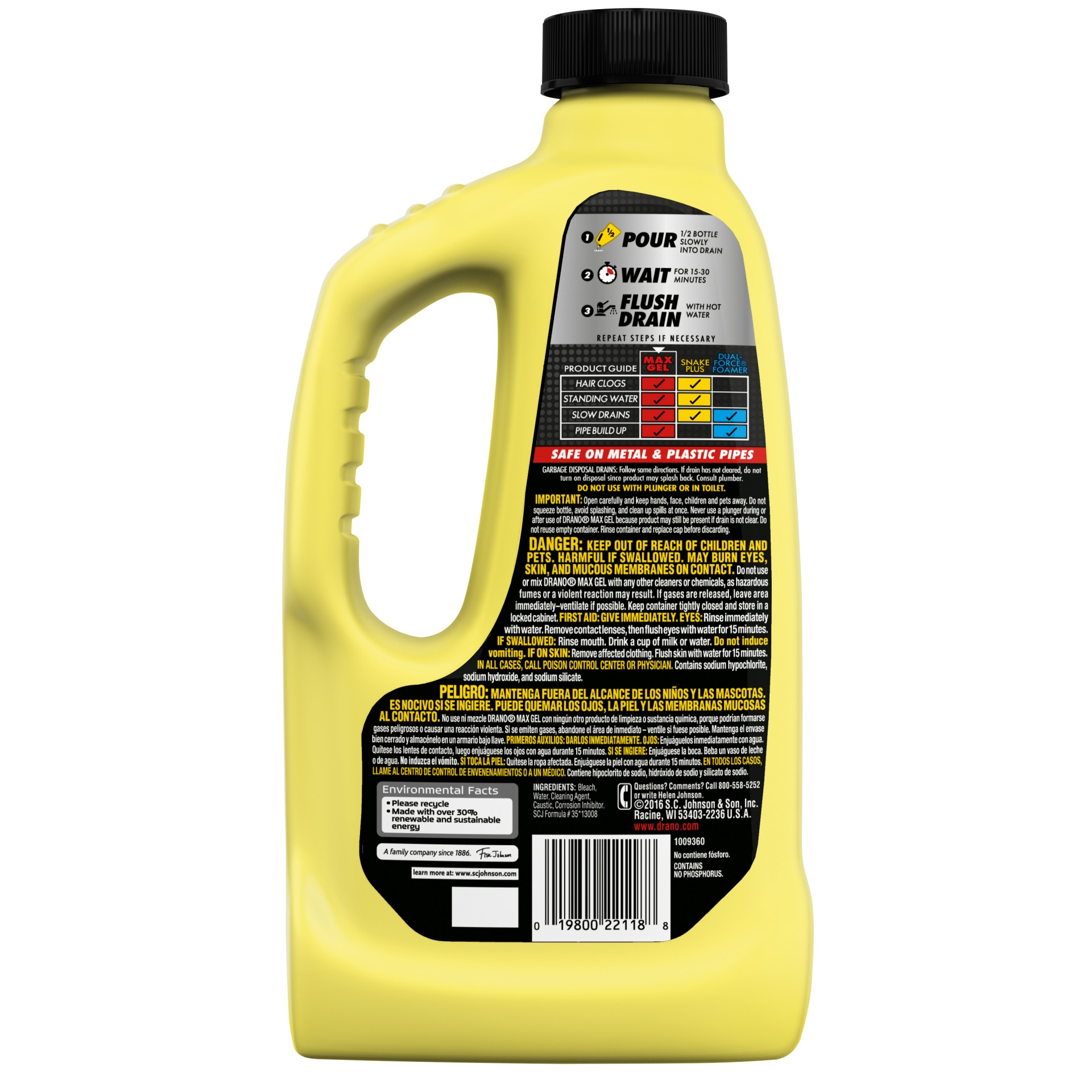 slide 2 of 7, Drano Commercial Max Gel Clog Remover, 42 oz