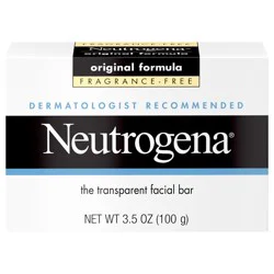 Neutrogena Original Amber Bar Fragrance-Free Facial Cleansing Bar with Glycerin, Pure & Transparent Gentle Face Wash Bar Soap, Free of Harsh Detergents, & Dyes, Hypoallergenic, 3.5 Oz