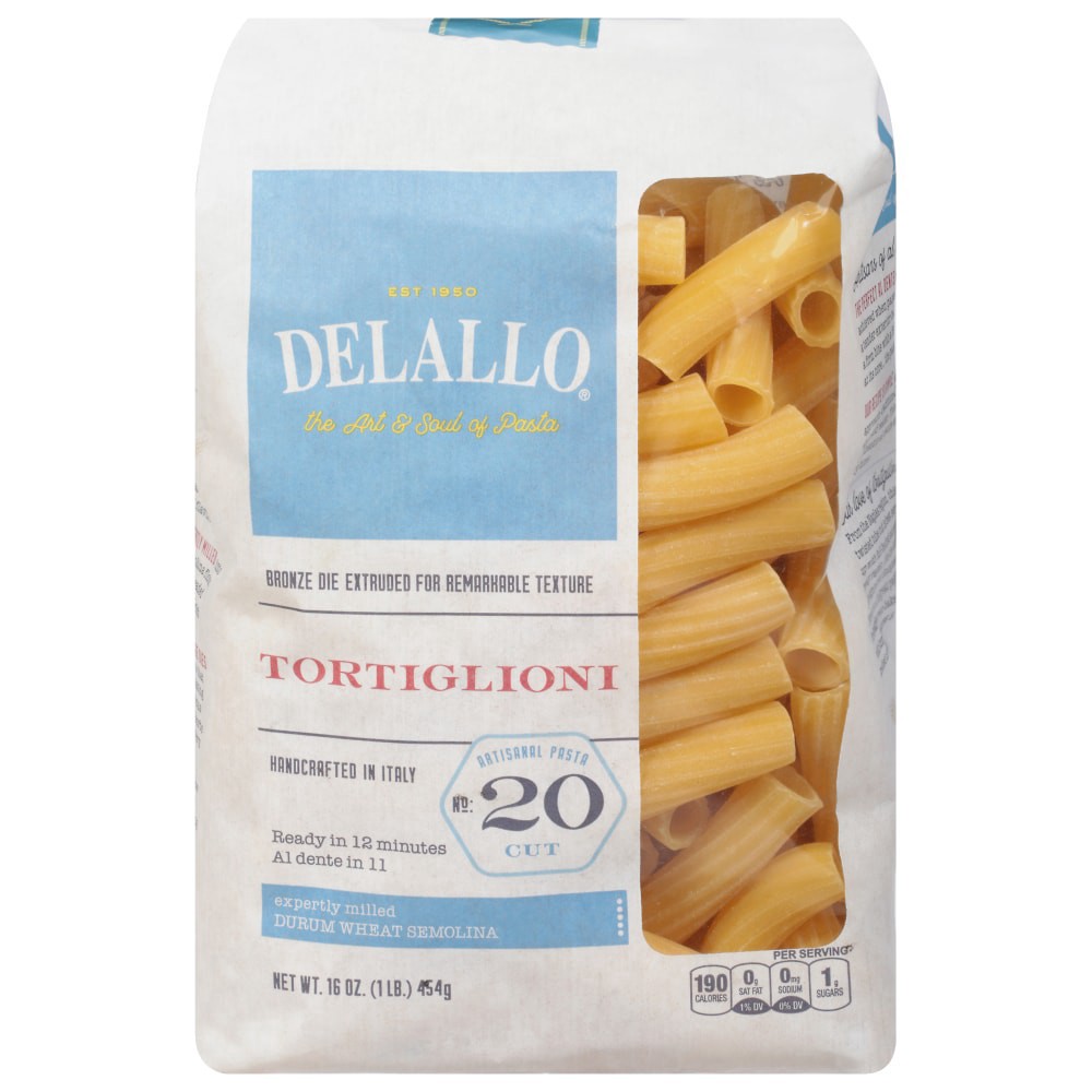 slide 1 of 6, DeLallo Pasta Bag Tortiglioni, 1 lb