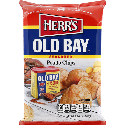 slide 1 of 1, Herr's Old Bay Seasoned Potato Chips, 8.5 oz