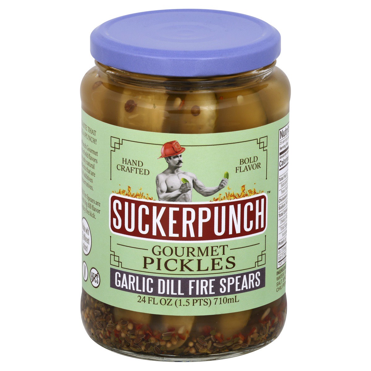 slide 1 of 9, SuckerPunch Gourmet Fiery Spice Spears Garlic Dill Pickles 24 fl oz, 24 fl oz