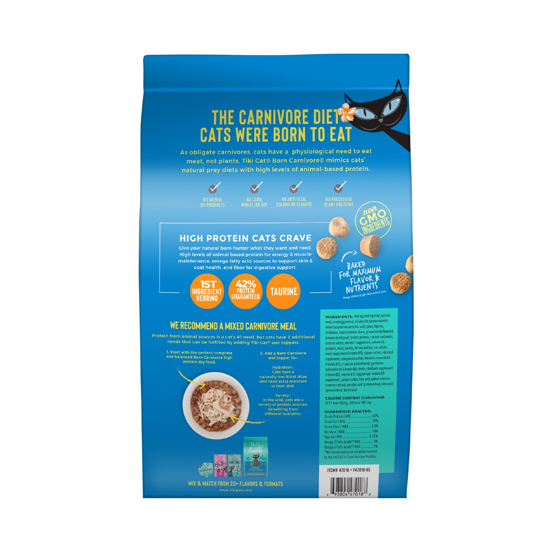 slide 6 of 7, Tiki Cat Born Carnivore High Protein Dry Cat Food, Herring & Salmon Meal, 5.6 lbs. Bag, 5.60 lb