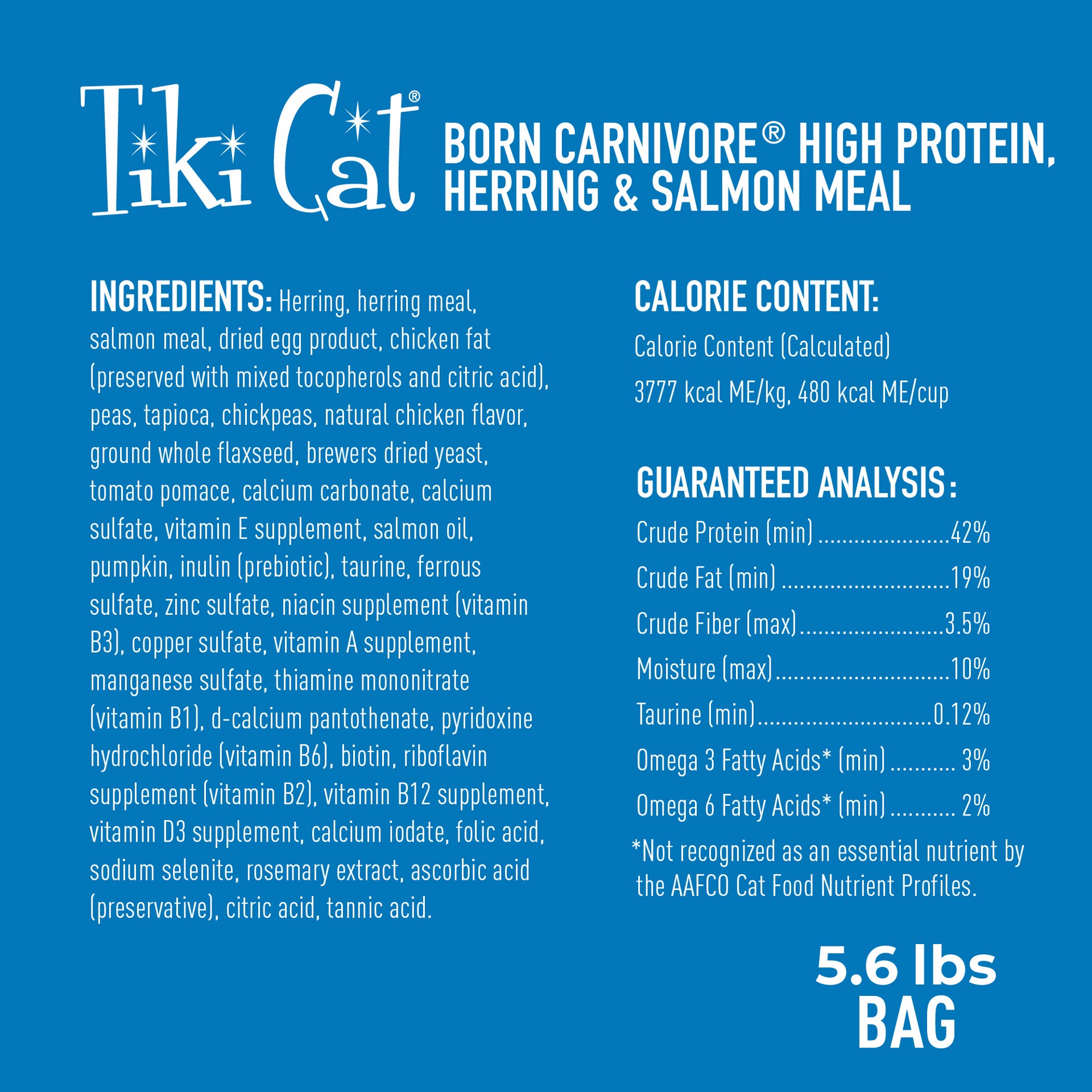 slide 3 of 7, Tiki Cat Born Carnivore High Protein Dry Cat Food, Herring & Salmon Meal, 5.6 lbs. Bag, 5.60 lb