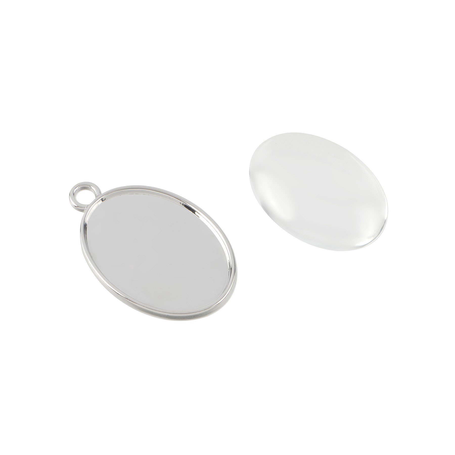 slide 2 of 2, Rhodium Glass Cabochon Pendant Kit By Bead Landing, 18mm x 25mm