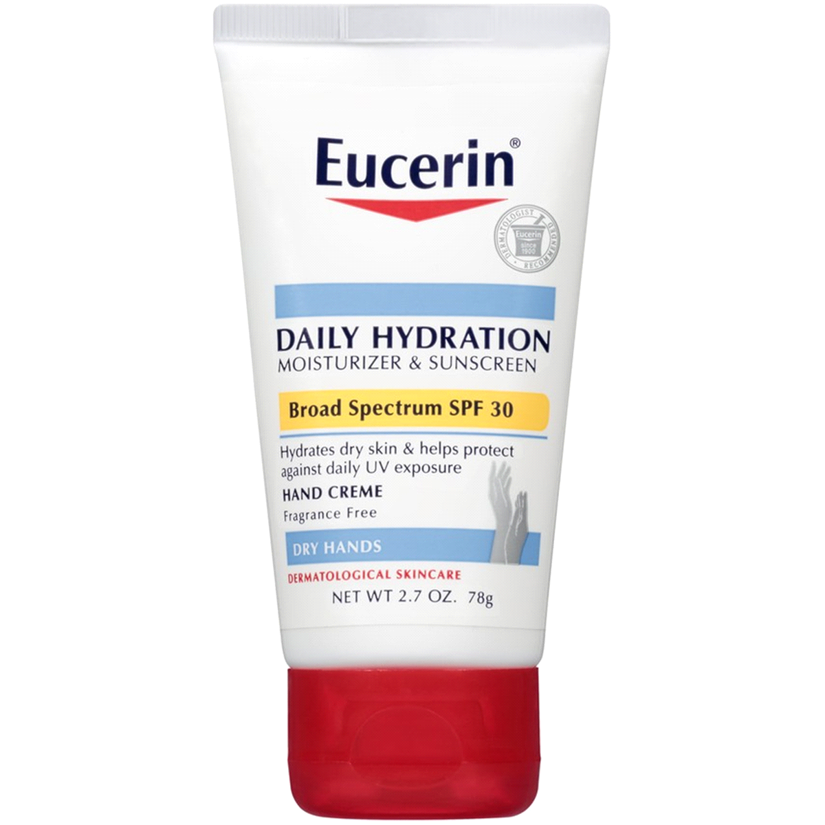 slide 1 of 7, Eucerin Daily Hydration Moisturizer & Sunscreen SPF 30 for Dry Hands, 2.7 oz