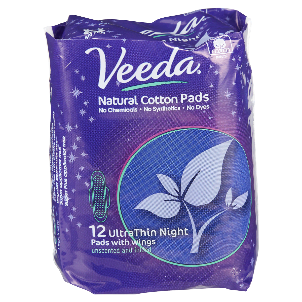 slide 1 of 1, Veeda Pads With Wings Ultra Thin Night Unscented, 12 ct