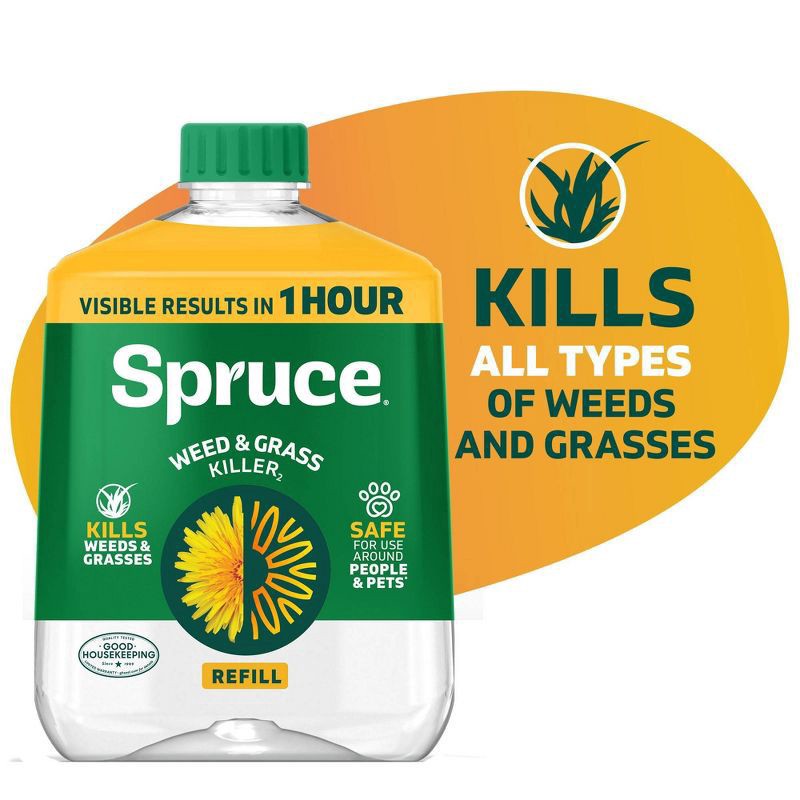 slide 11 of 13, Zevo Spruce Weed and Grass Killer Refill Fertilizer 64oz, 64 oz