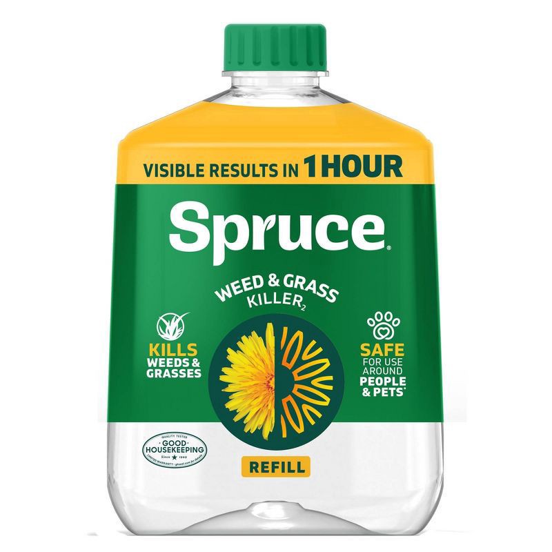 slide 1 of 13, Zevo Spruce Weed and Grass Killer Refill Fertilizer 64oz, 64 oz