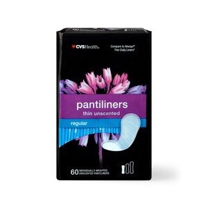 slide 1 of 1, CVS Health Thin Panty Liners, Unscented, Regular, 60 Ct, 1 ct