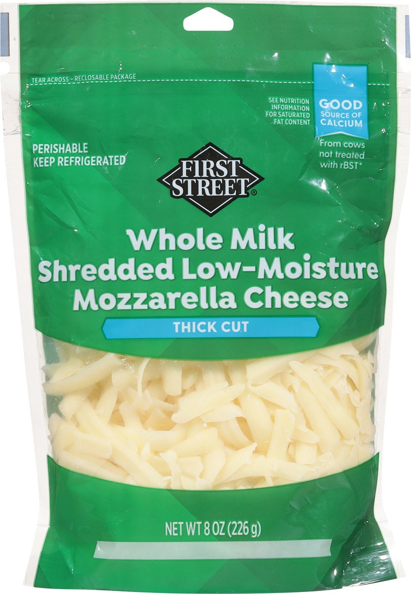 slide 3 of 13, First Street Fs Lmwm Mozzarella Thick Cut Shred, 8 oz