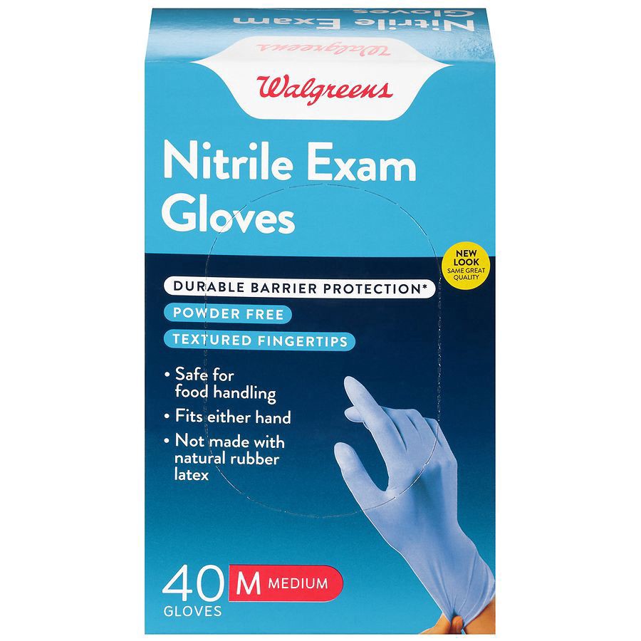 slide 1 of 2, Walgreens Medium Nitrile Exam Gloves, 40 ct