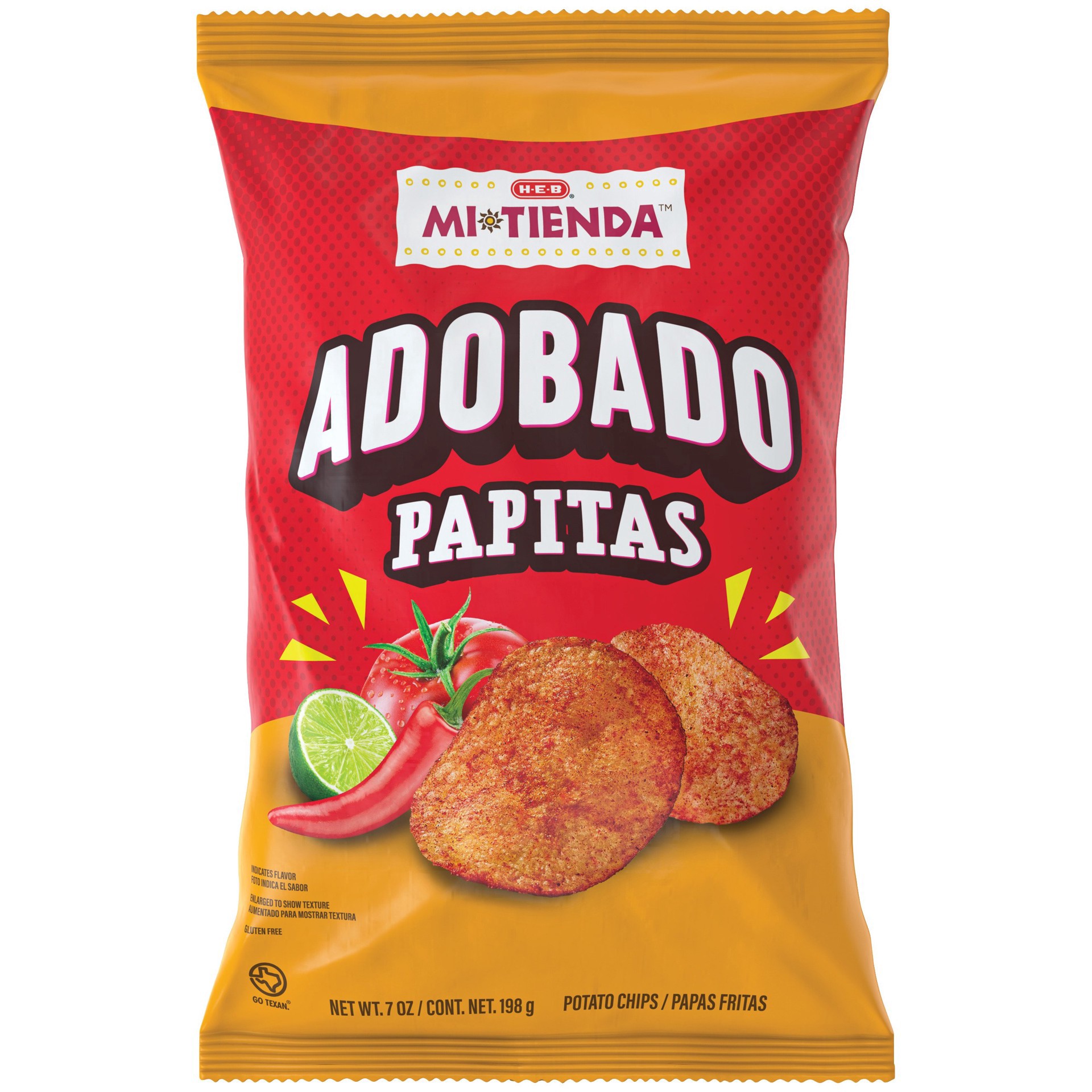 slide 1 of 1, H-E-B Mi Tienda Papitas Potato Chips - Adobado, 7 oz