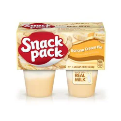Snack Pack Banana Cream Pie Flavored Pudding, 3.25 oz Pudding Cups, 4 Count