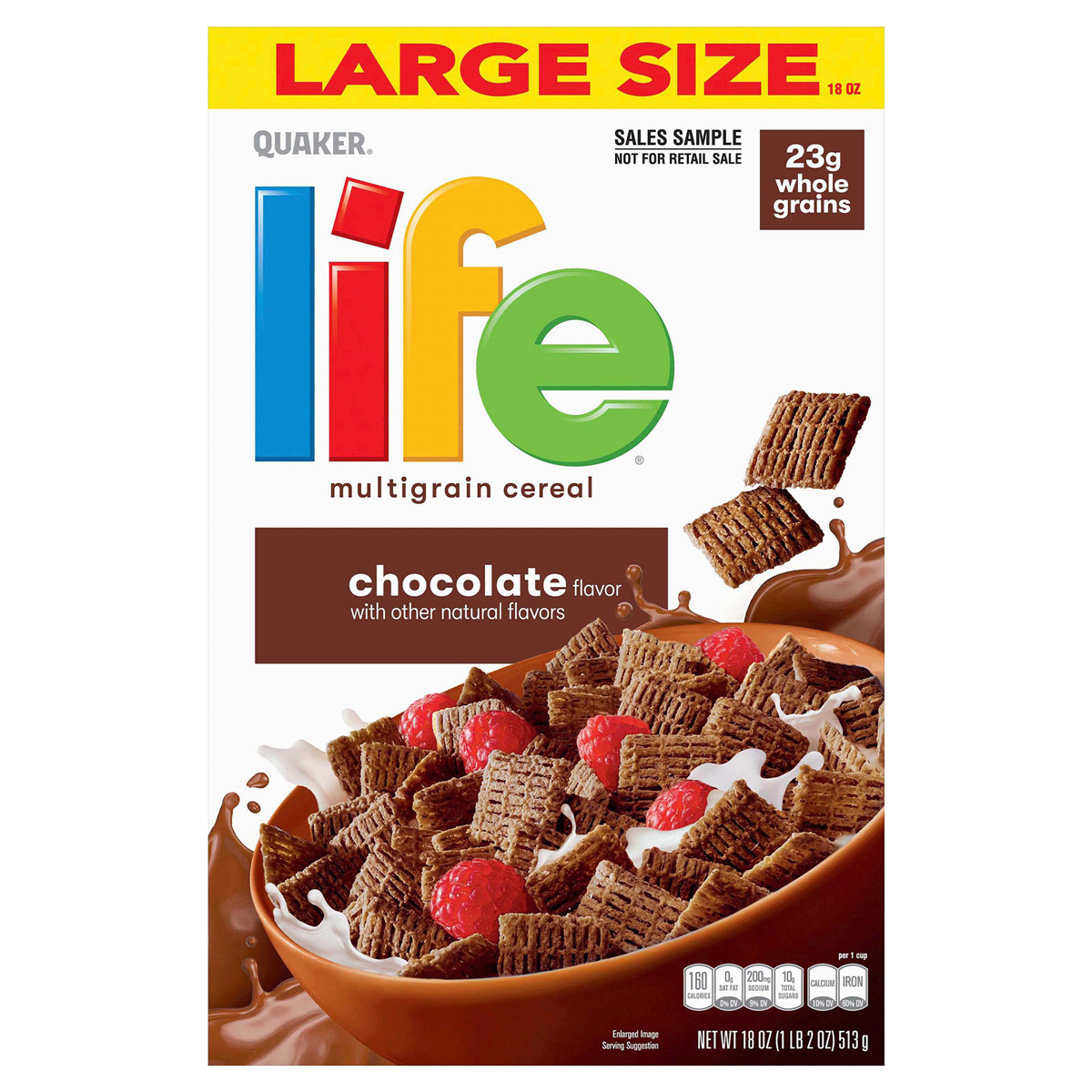 slide 1 of 1, Life Quaker Cereal Multigrain Chocolate Large Size, 18 oz