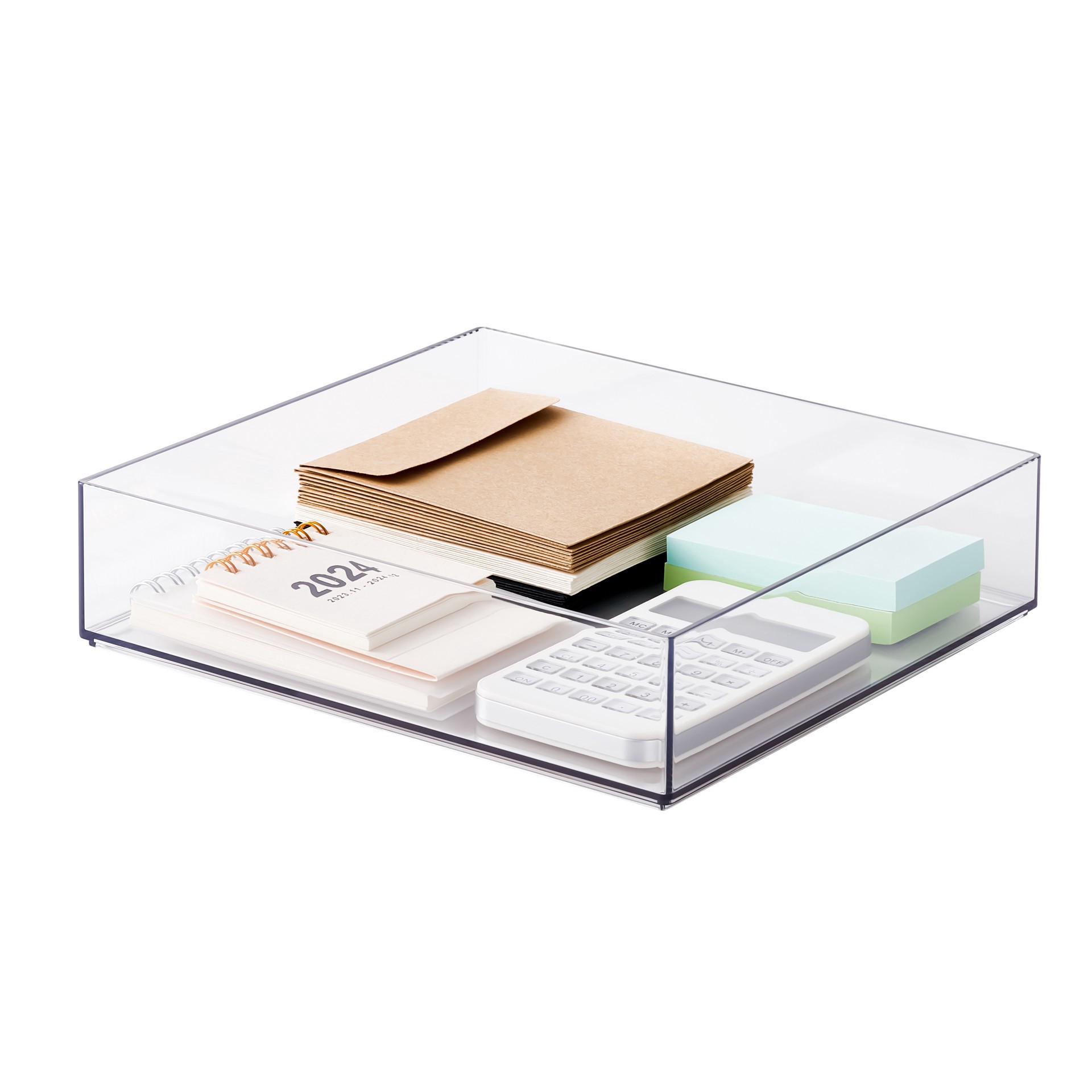 slide 2 of 7, 8" X 8" Clear Stacking Storage Tray By Simply Tidy, 8 in x 8 in