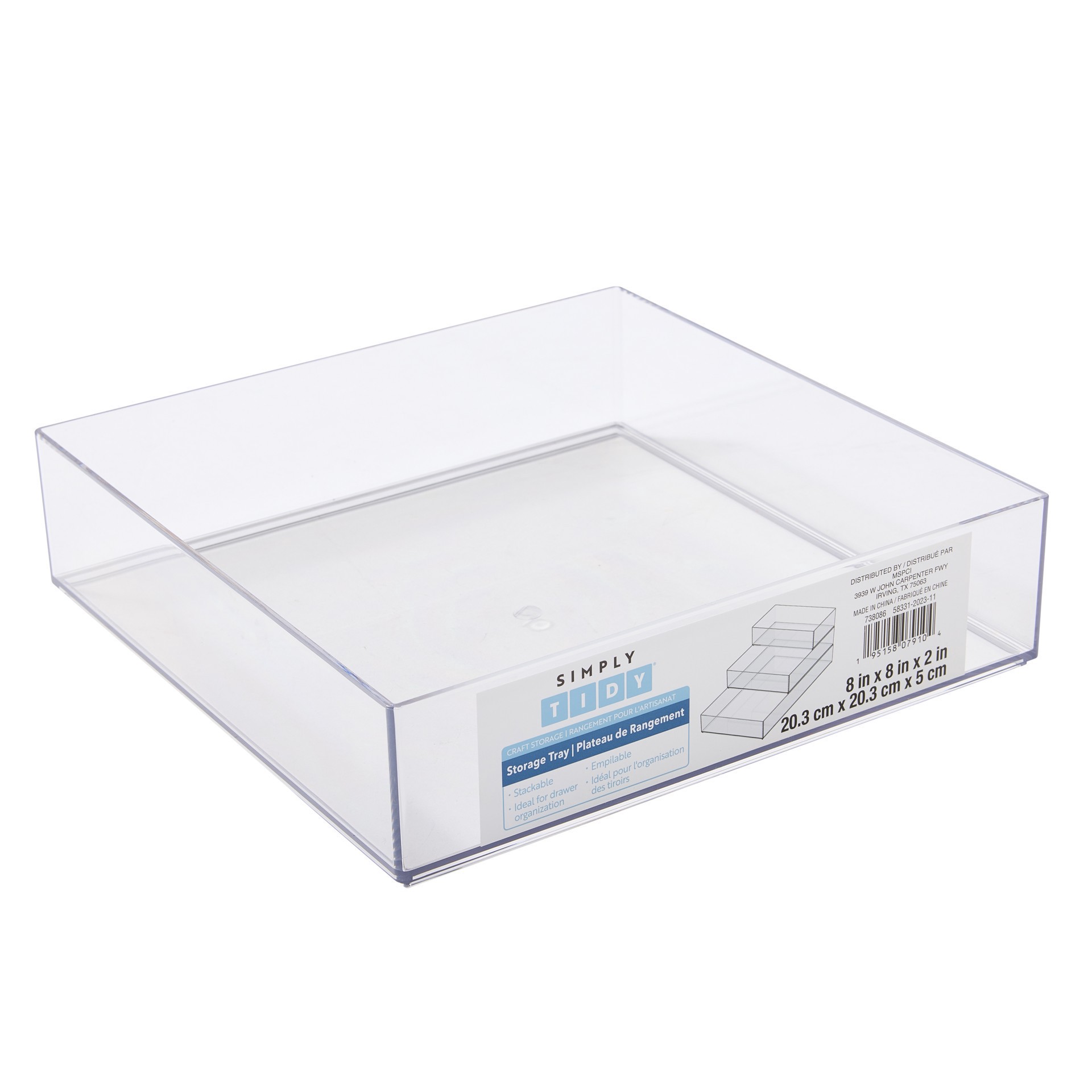 slide 3 of 7, 8" X 8" Clear Stacking Storage Tray By Simply Tidy, 8 in x 8 in