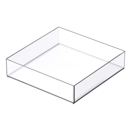 slide 1 of 7, 8" X 8" Clear Stacking Storage Tray By Simply Tidy, 8 in x 8 in
