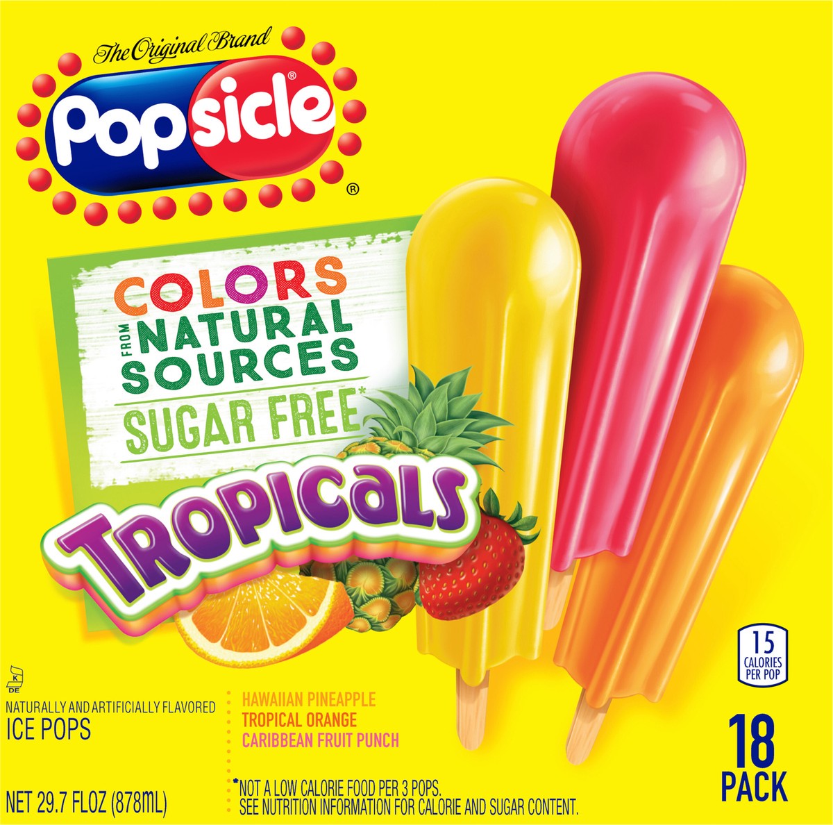 slide 3 of 9, Popsicle Ice Pops Tropicals, 29.7 oz, 18 Count, 18 ct; 29.7 oz