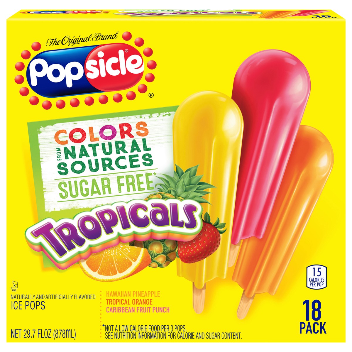 slide 1 of 9, Popsicle Ice Pops Tropicals, 29.7 oz, 18 Count , 18 ct; 29.7 oz