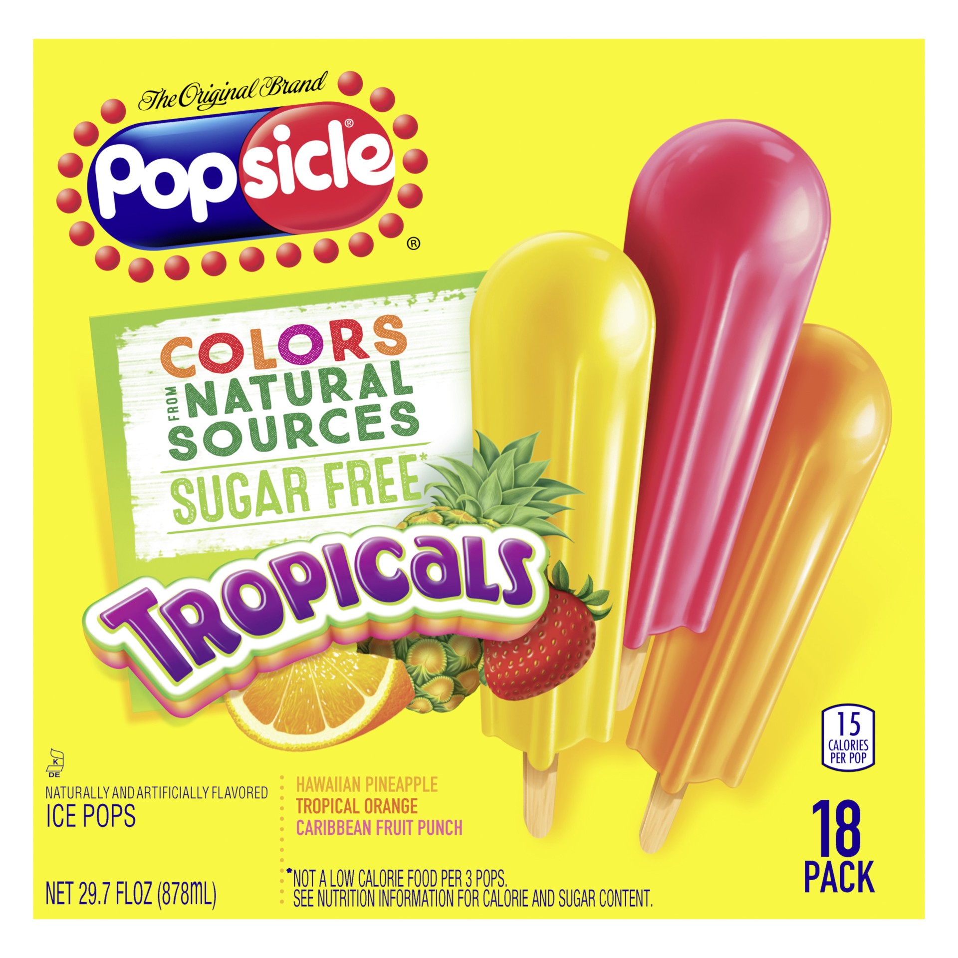 slide 1 of 9, Popsicle Ice Pops Tropicals, 29.7 oz, 18 Count, 18 ct; 29.7 oz