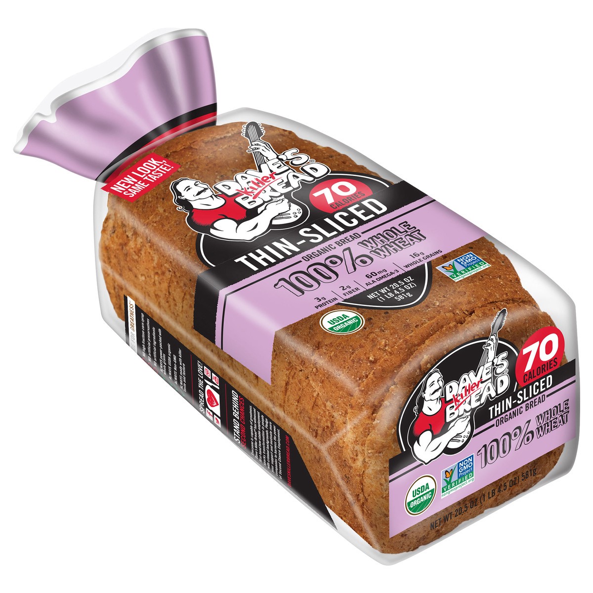 slide 5 of 13, Dave's Killer Bread Organic 100% Whole Wheat Thin-Sliced Bread 20.5 oz, 20.5 oz