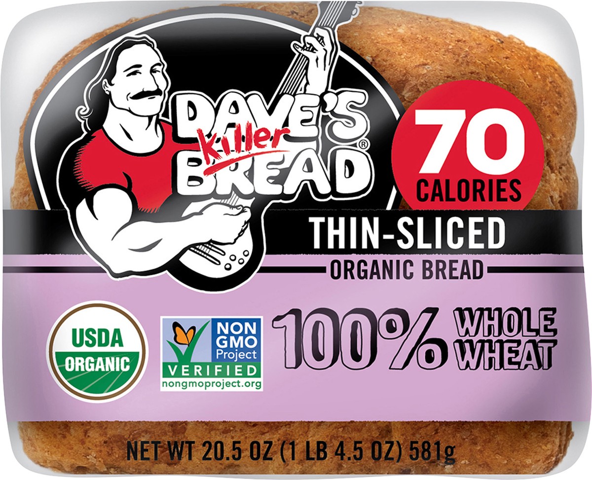 slide 4 of 13, Dave's Killer Bread Organic 100% Whole Wheat Thin-Sliced Bread 20.5 oz, 20.5 oz