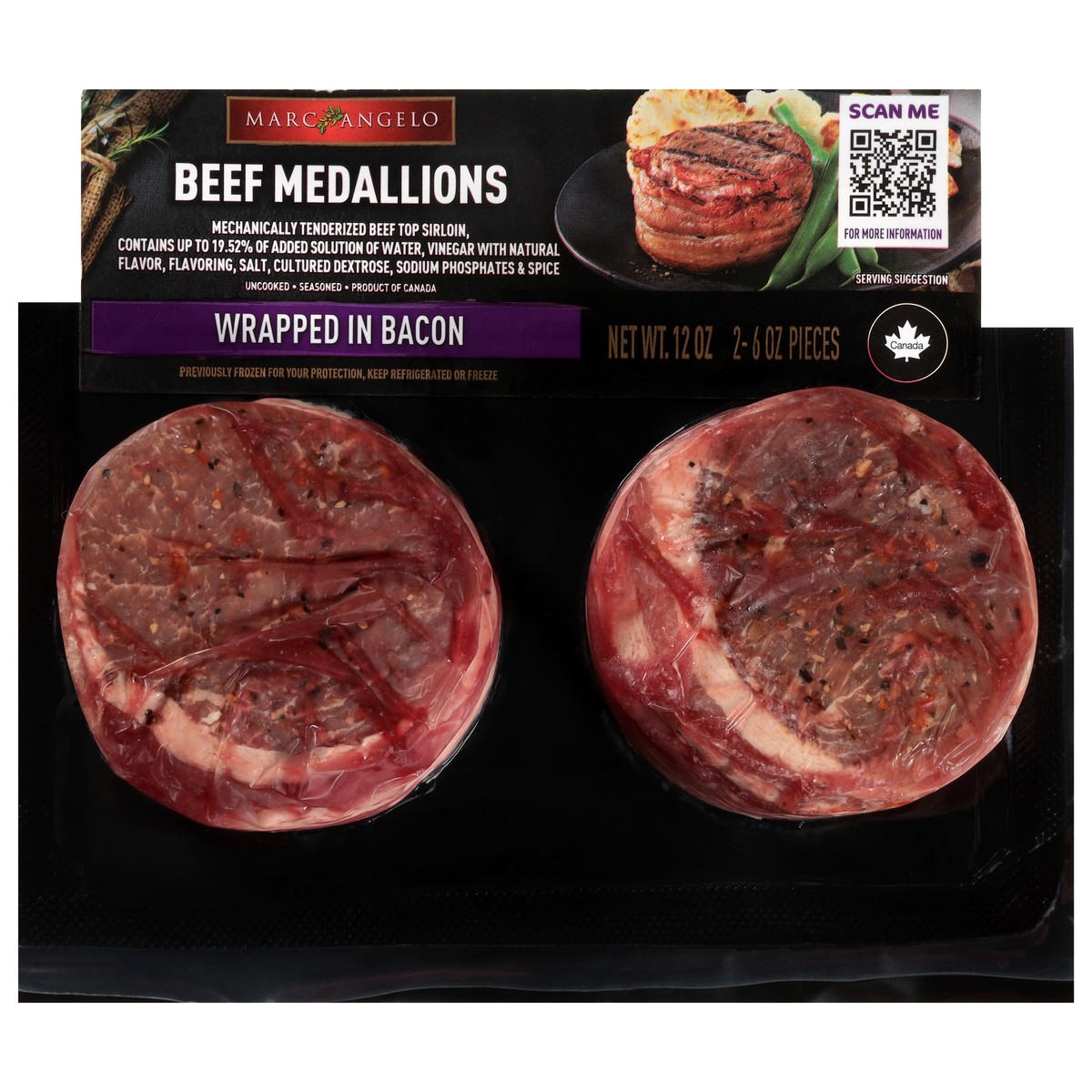 slide 4 of 4, Marcangelo Wrapped in Bacon Beef Medallions 2 - 6 oz Each, 2 ct