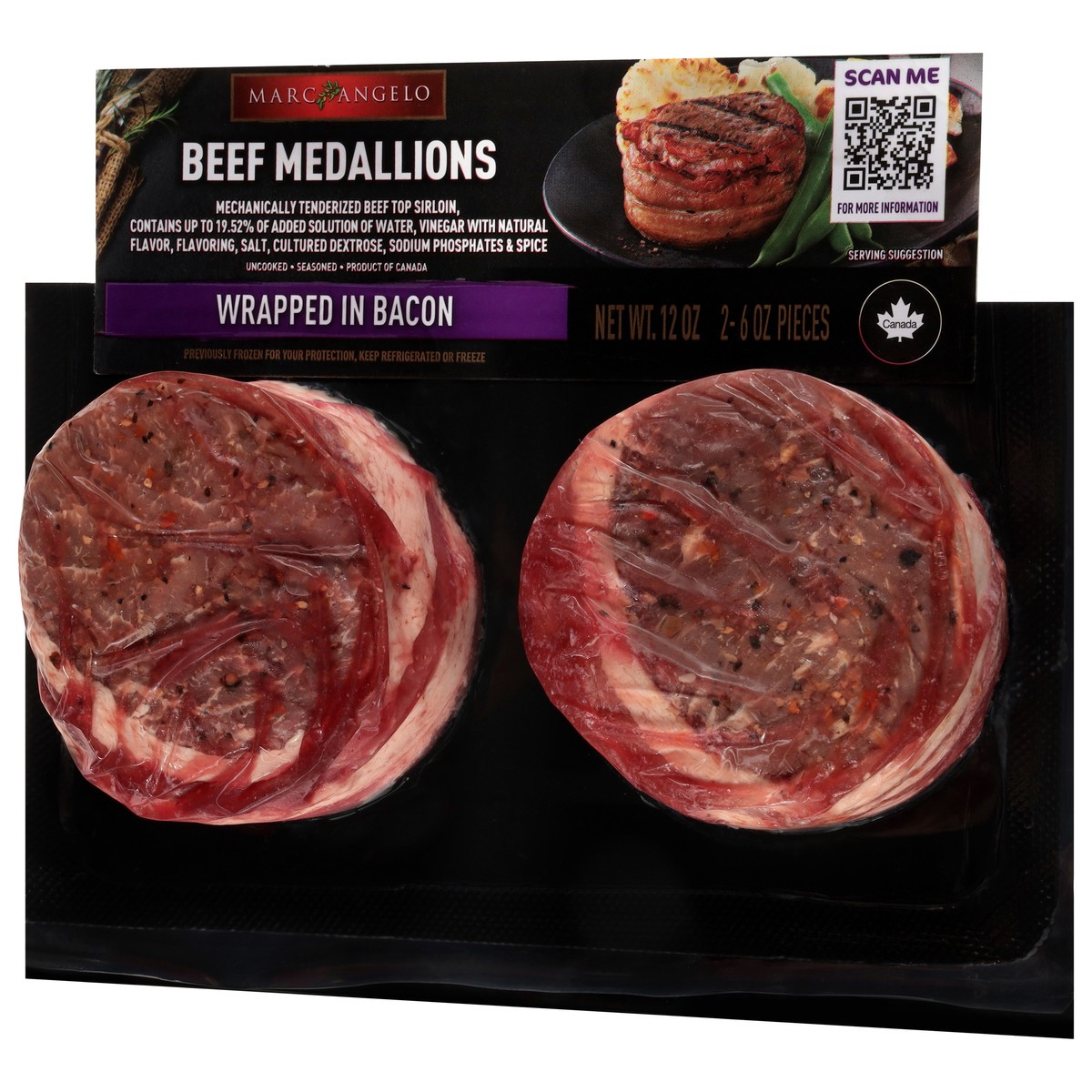 slide 3 of 4, Marcangelo Wrapped in Bacon Beef Medallions 2 - 6 oz Each, 2 ct