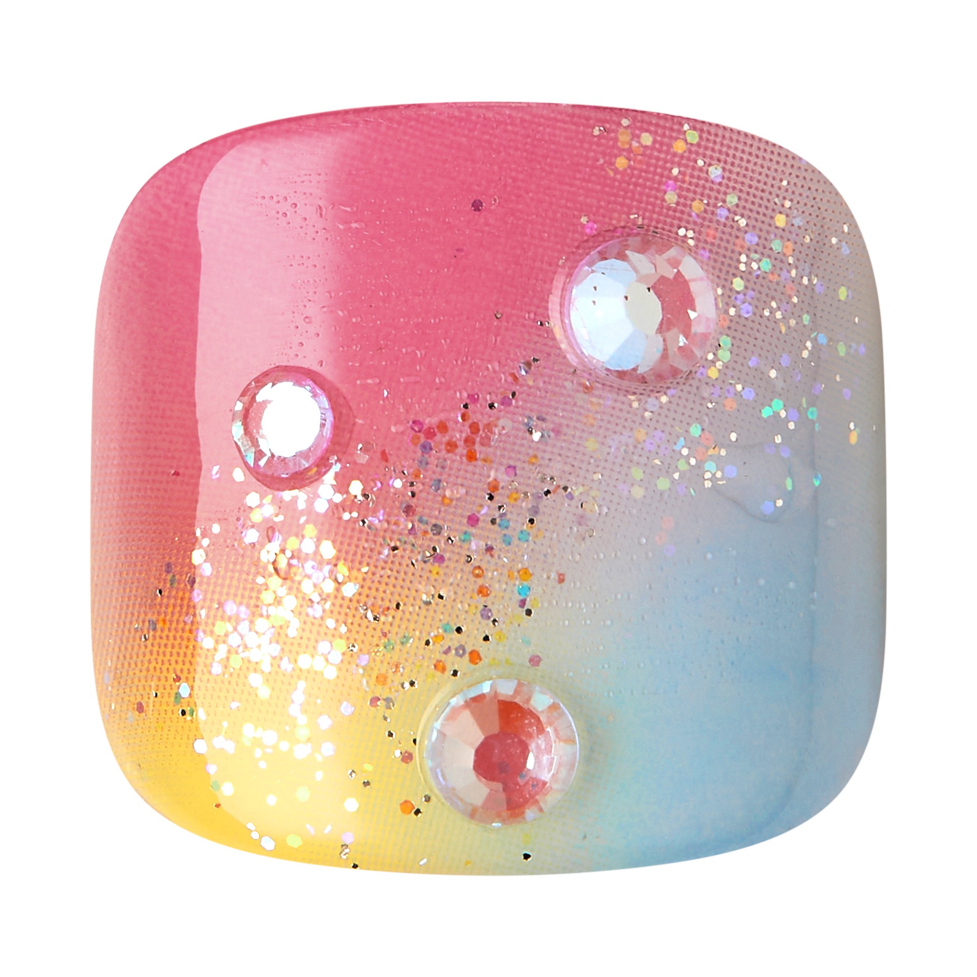 slide 4 of 5, imPRESS KISS imPRESS Press-On Toe Nails Glossy Pattern Multicolor, Short Size, Squoval Shape, 28 pc