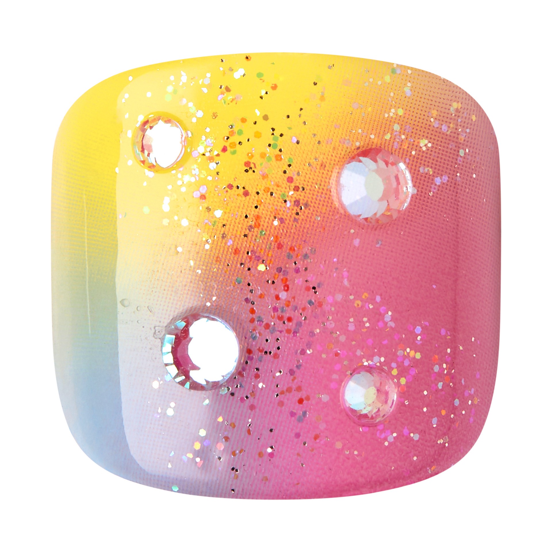 slide 2 of 5, imPRESS KISS imPRESS Press-On Toe Nails Glossy Pattern Multicolor, Short Size, Squoval Shape, 28 pc